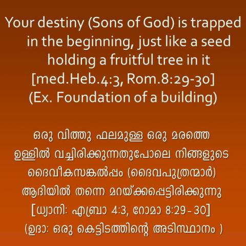 Your destiny (Sons of God) is trapped in the beginning,