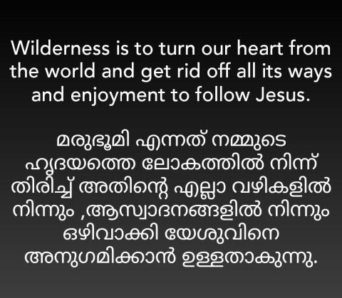 Wilderness is to turn our heart from the world 