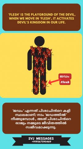 'Flesh' is the playground of the devil, when we move in 'Flesh,' it activates devils Kingdom in our life.