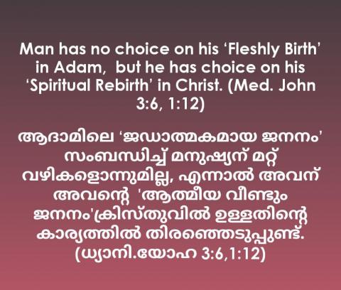 Man has no choice on his ‘Fleshly Birth’ in Adam,
