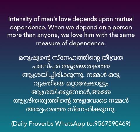Intensity of man’s love depends upon mutual dependence. When we depend on a person more than anyone, we love him with the same measure of dependence.