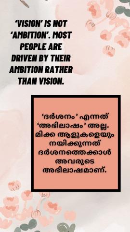 ‘Vision’ is not ‘ambition’. Most people are driven by their ambition rather than vision.