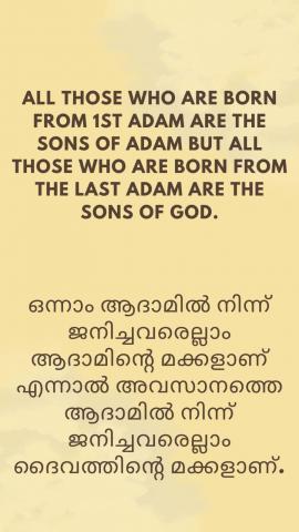 All those who are born from 1st Adam are the sons of Adam but all those who are born from the last Adam are the sons of God.