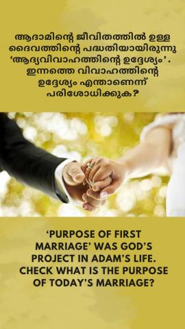 ‘Purpose of first marriage’ was God’s project in Adam’s life. Check what is the purpose of today’s marriage?.
