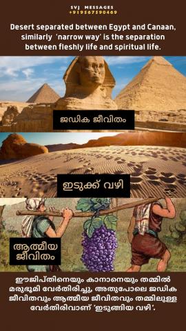 Desert separated between Egypt and Canaan, similarly ‘narrow way’ is the separation between fleshly life and spiritual life.