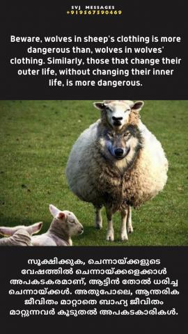 Beware, wolves in sheep clothing is more dangerous than wolves in wolves clothing. similarly, those the change their outer life without changing the inner life is more dangerous. 